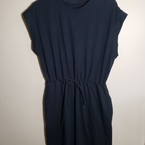 Chic Black Mini Dress with Drawstring Waist